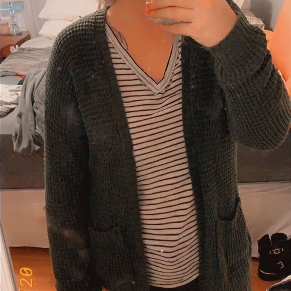 Long cardigan olive green